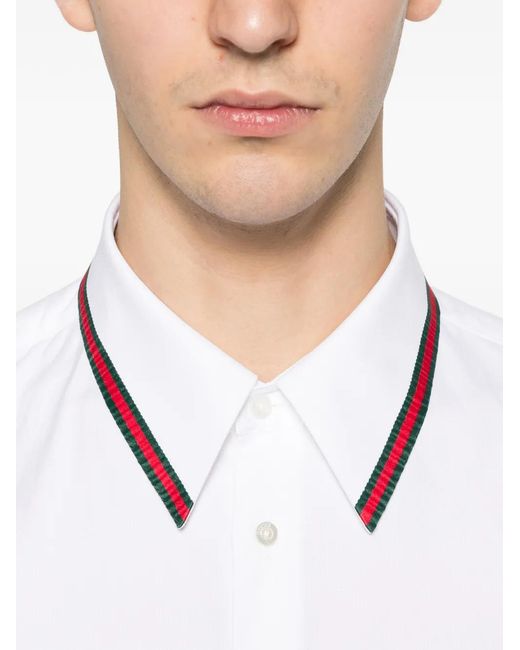 Gucci White Striped-Collar Shirt for men