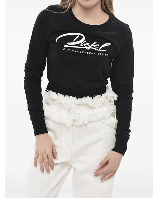 DIESEL Black Logo-Print Cropped Sweatshirt