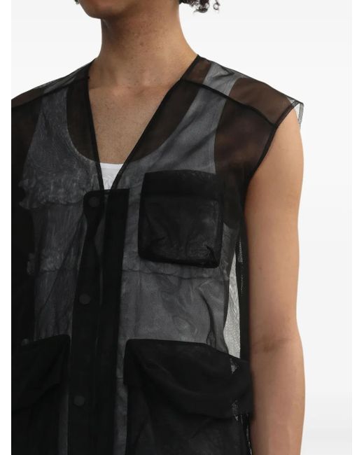 Simone Rocha Black Semi-Sheer Waistcoat for men