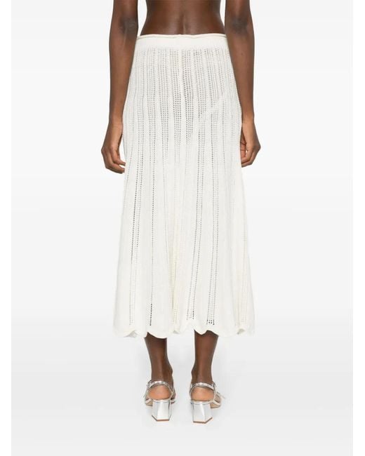 Forte_forte White Open-Knit Cotton Skirt