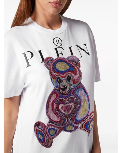 Philipp Plein White Logo-Print Cotton T-Shirt