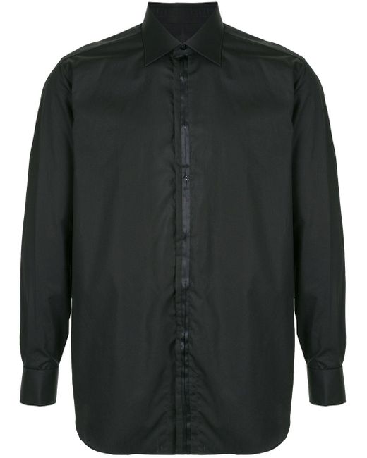 Brioni Cotton Pointed Collar Shirt in Black for Men - Lyst