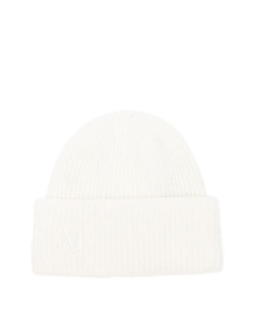 Max Mara White Ribbed Beanie