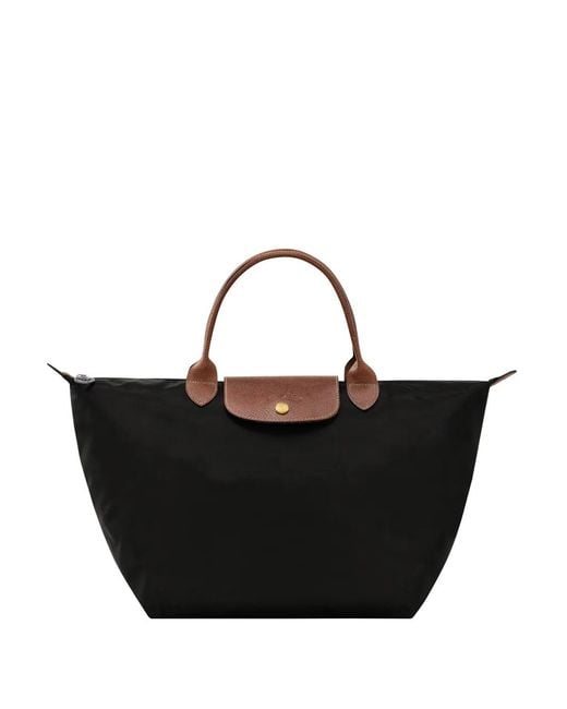Longchamp Black Le Pliage Original Medium Canvas Bag