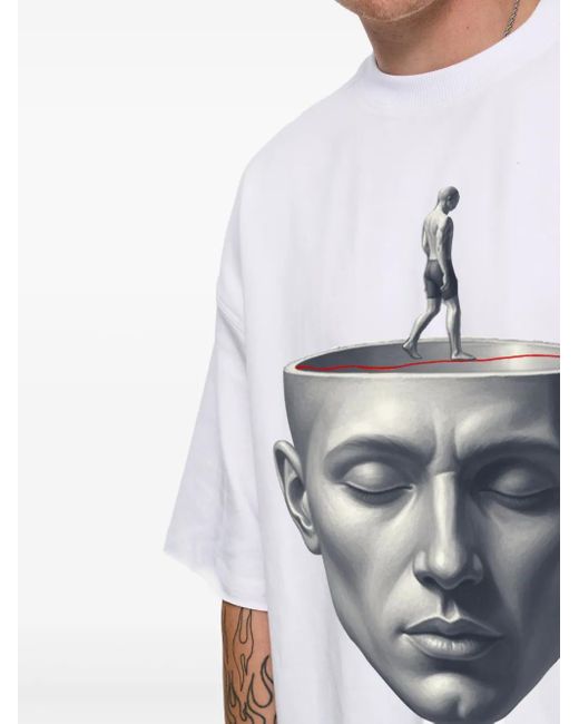 Hamza White Serenity Graphic T-Shirt for men
