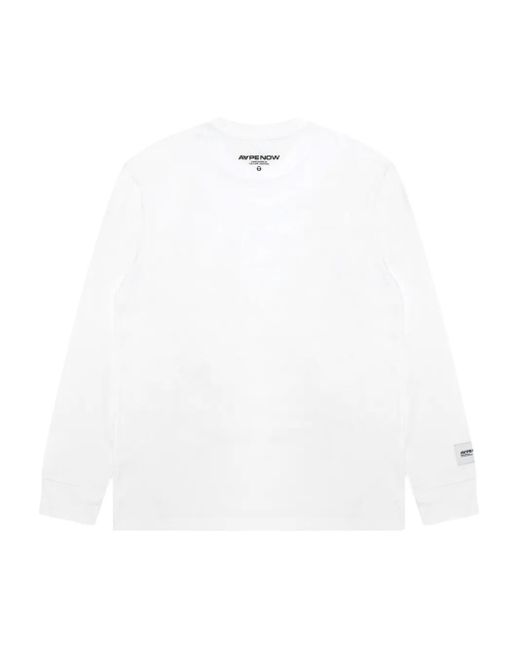 Aape By A Bathing Ape White Logo Long-Sleeve T-Shirt for men