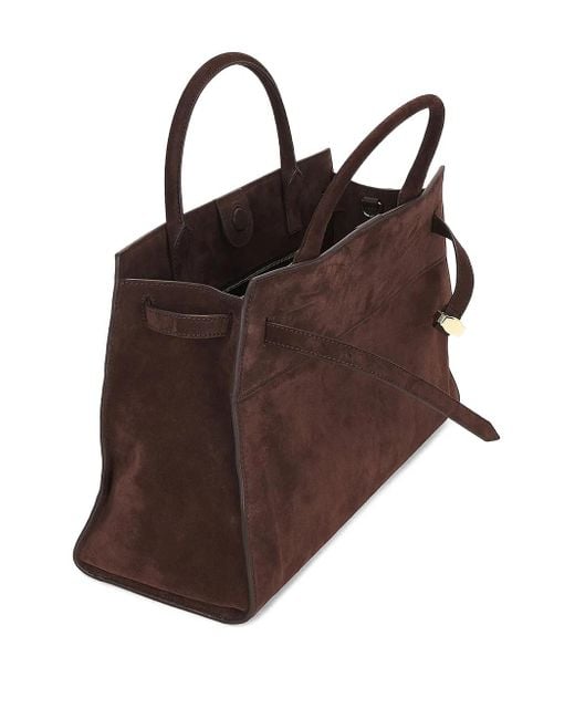 Veronica Beard Brown Large Dash Bsuede Satchel Bag