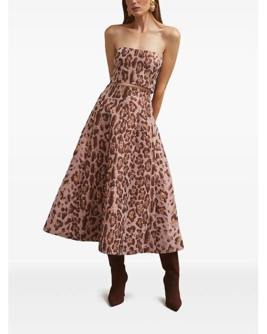 Cara Cara Red Mimosa Leopard-Print Skirt