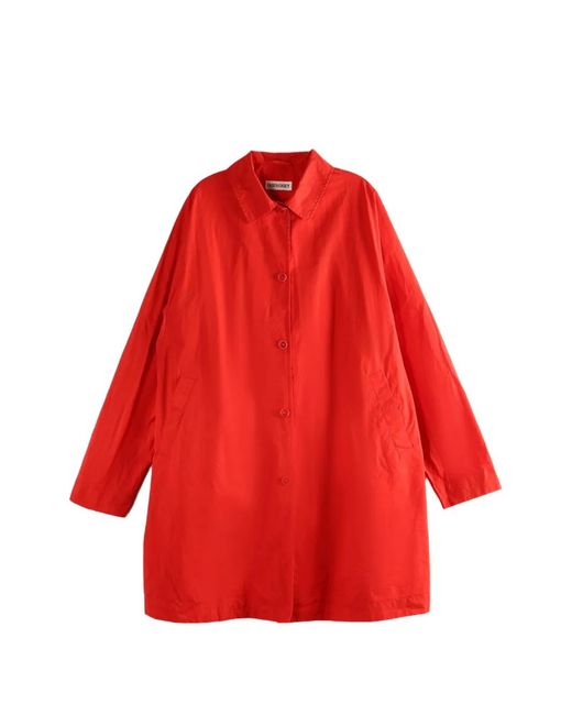 Casey Casey Red Cotton Single-Breasted Coat