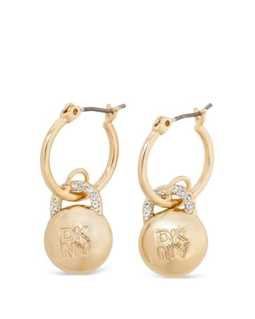 DKNY Metallic Puces D'Oreilles Ornées De Cristaux À Logo Gravé Hailey