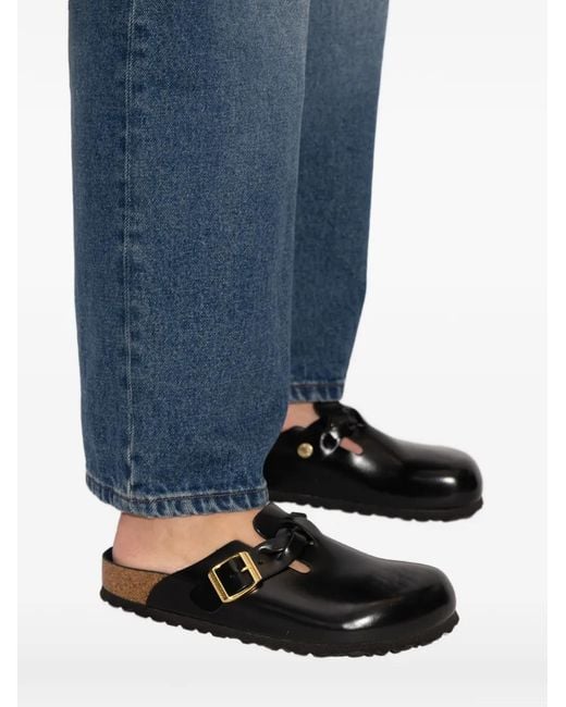 Birkenstock Black Boston Buckle Strap Mules