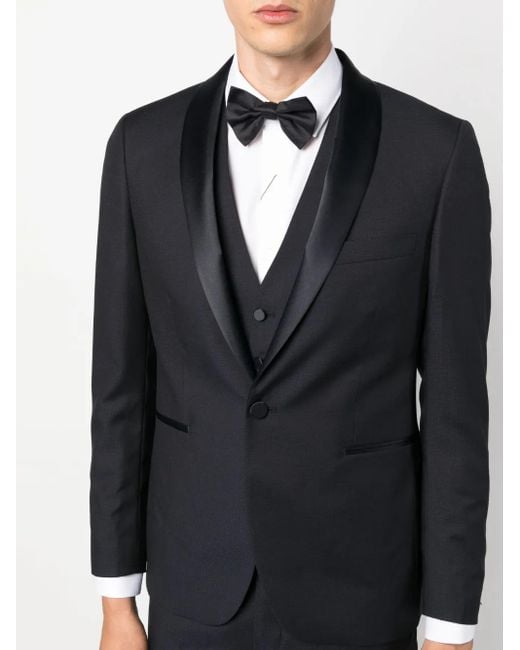 Tagliatore Black Single-Breasted Virgin Wool-Silk Suit for men