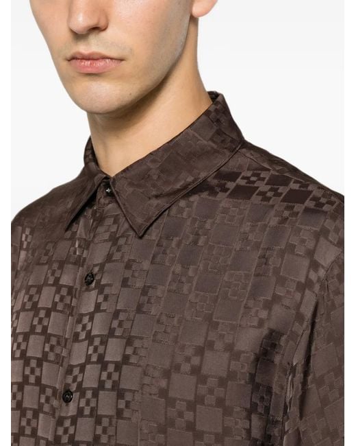 Sandro Brown Monogram-Pattern Shirt for men