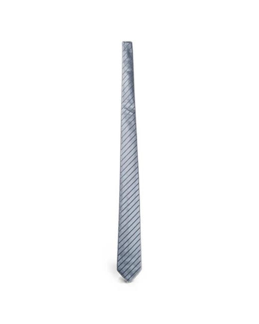 Emporio Armani White Diagonal-Stripe Silk Tie for men