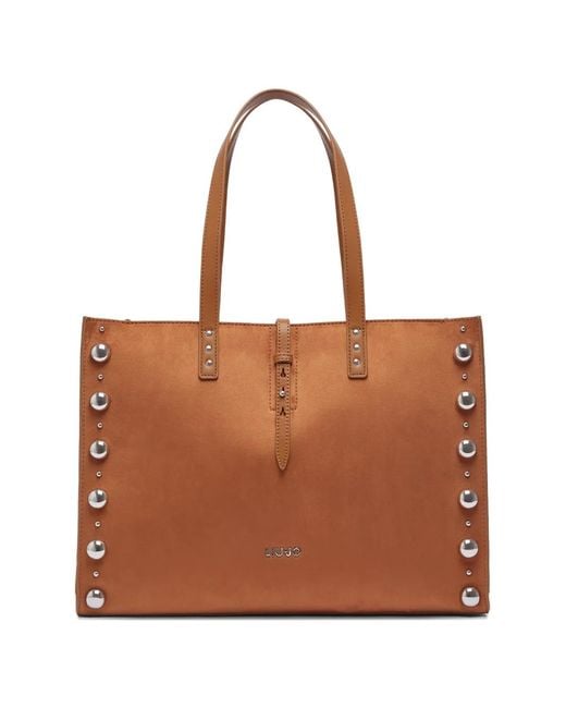 Liu Jo Brown Large Studded Tote Bag