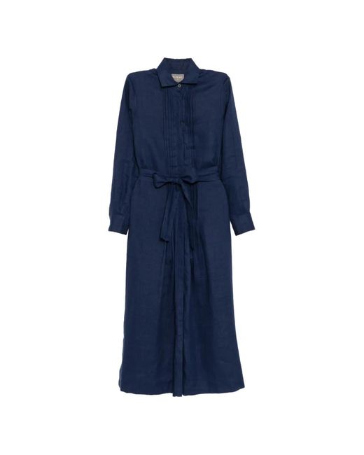 N.Peal Cashmere Blue Tie Belt Shirt Dress