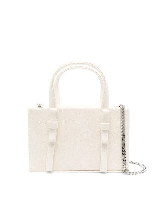 Kara White Mini Leather Tote Bag