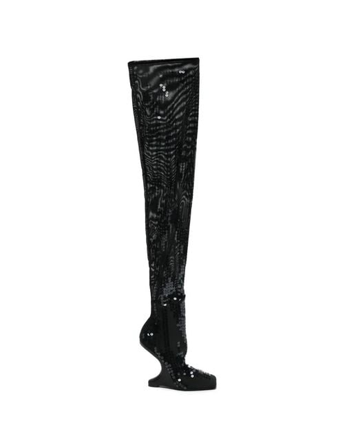 Rick Owens Black Sequin Boots