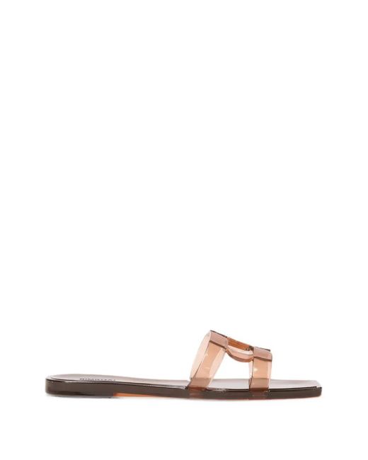 Jonathan Simkhai White Monogram Jelly Flat Slides