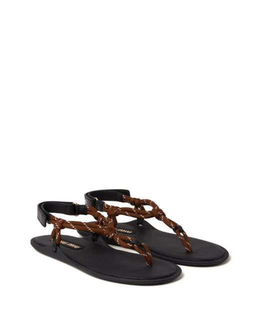 Miu Miu Cord Riviere Sandals in Black | Lyst