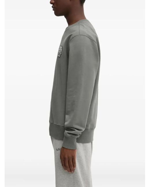Filling Pieces Gray Embroidered-Patch Sweatshirt