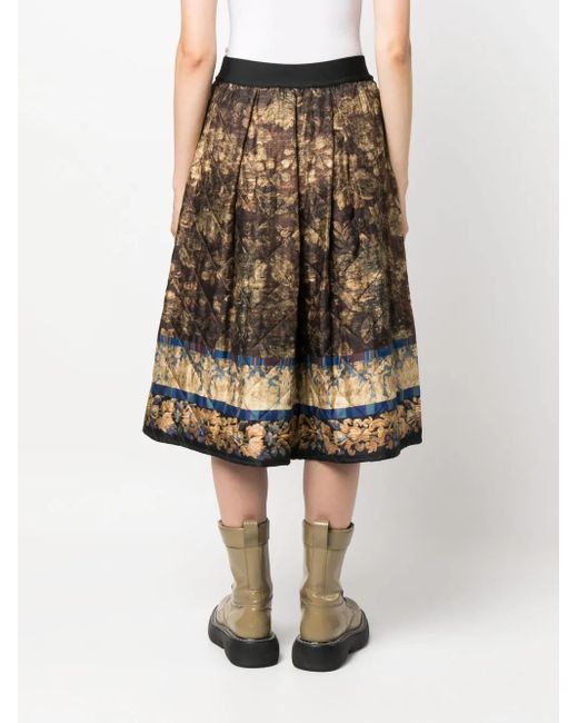 Pierre Louis Mascia Brown Mix-Print Pleated Midi Skirt