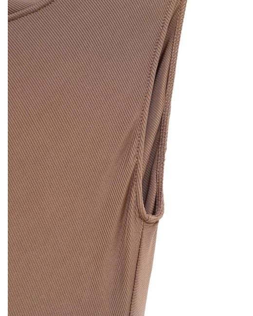 Atlein Brown Draped Sleeveless Top