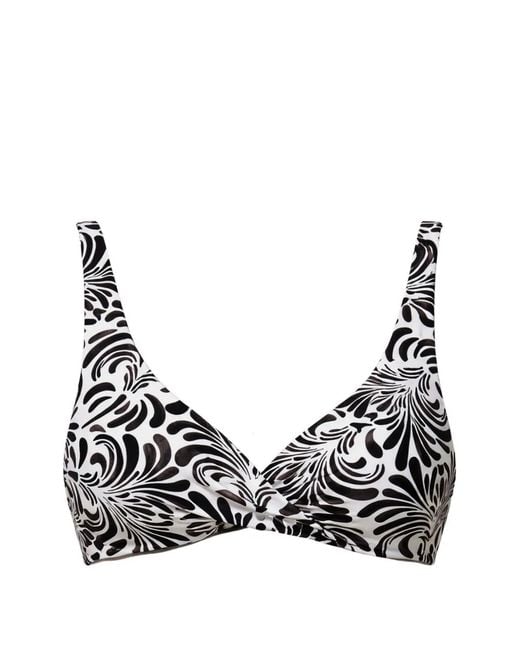 Twinset Black Underwired Bikini Top With Botanical Print