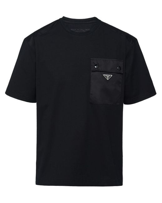 T-shirt à poche poitrine à bouton pression Prada pour homme en coloris Black