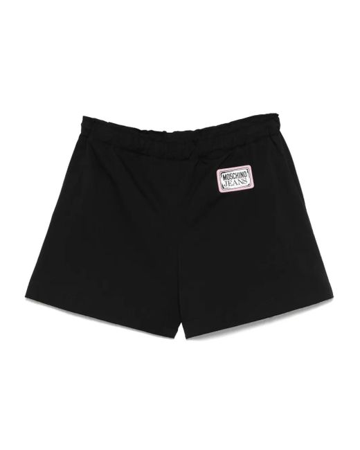 Moschino Black Logo-Patch Shorts