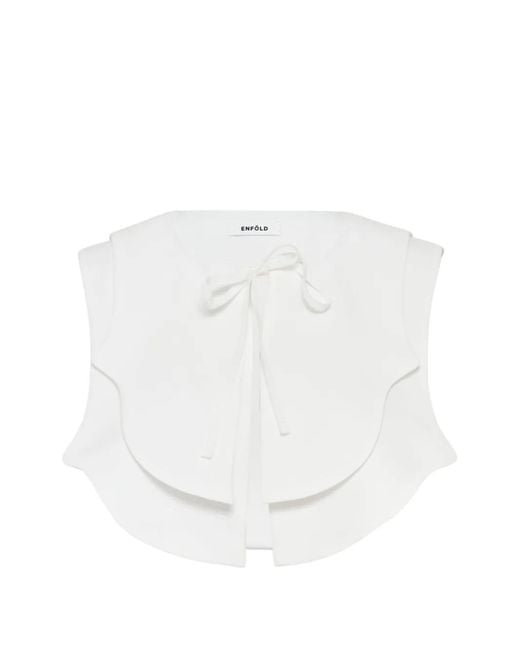 Enfold White Haut À Col Noué