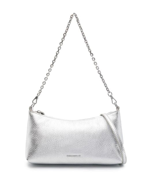 Coccinelle White Pebbled Leather Shoulder Bag