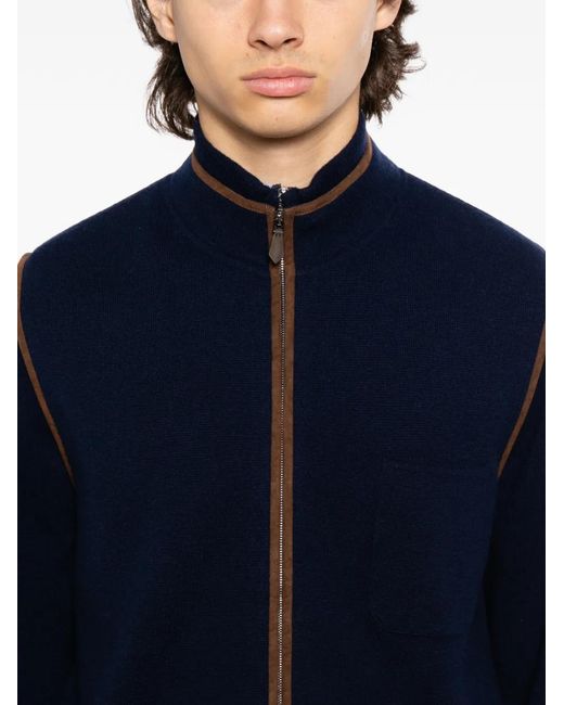 N.Peal Cashmere Blue Shaftsbury Zipped Vest for men