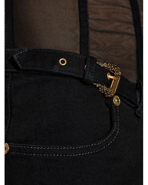 Versace Jeans Couture Black Barocco-Buckle Denim Skirt