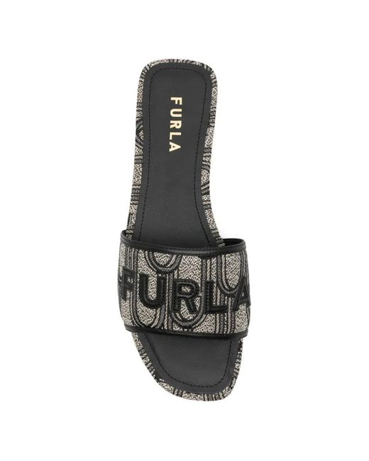 Furla White Brezza Monogram-Pattern Flat Sandals