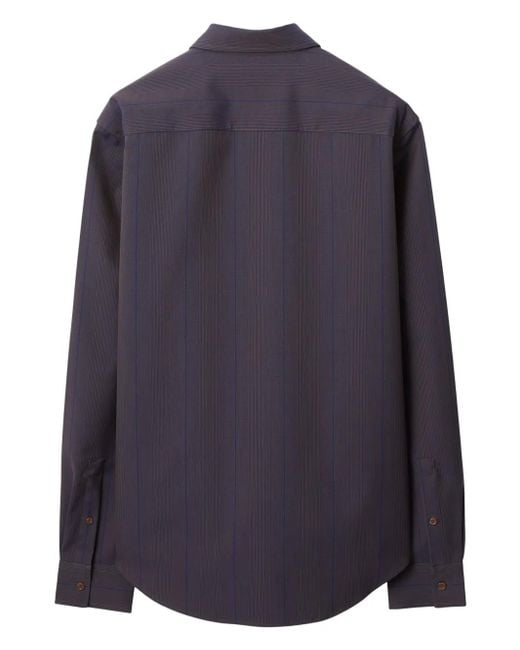 Burberry Blue Long Sleeved Buttoned Striped Shirt for men