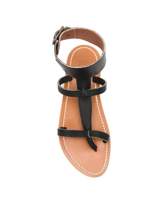 K. Jacques Black Ankle-Cuff Flat Sandals