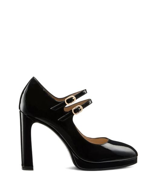 Stuart Weitzman Black Babette Platform Double-Strap Pumps
