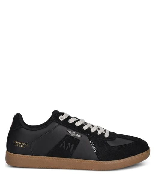 Aeronautica Militare Black Logo-Detail Sneakers for men