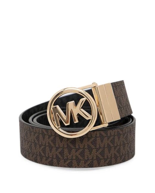 MICHAEL Michael Kors Black Monogram-Print Reversible Belt
