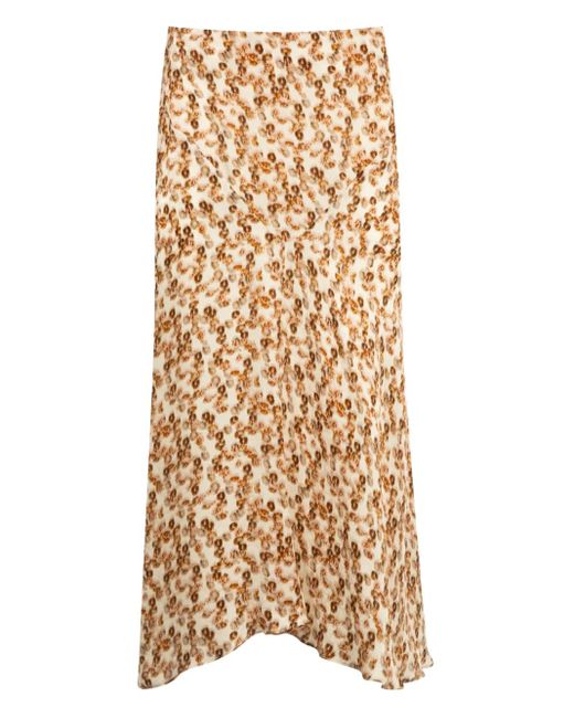 Isabel Marant Natural Lisanne Floral-Print Midi Skirt