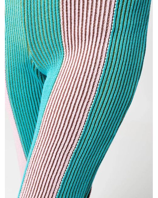 ANDERSSON BELL Blue Striped-Knit Trousers