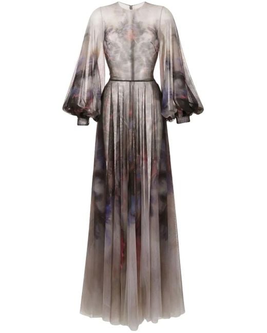 Saiid Kobeisy Black Printed Evening Gown