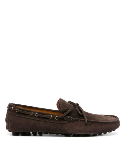 Doucal's Brown Suede Boat Shoes for men