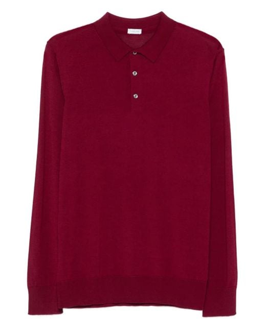 Caruso Red Long-Sleeve Polo Shirt for men
