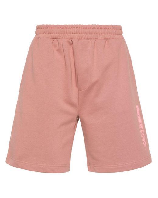 Helmut Lang Pink Space-logo Cotton Shorts for men