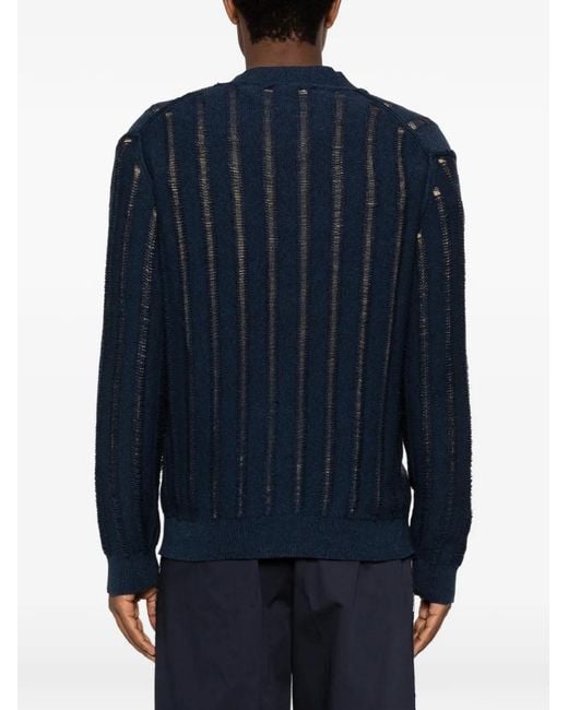 Amaranto Blue Cardigan En Maille Ajourée À Design Côtelé for men