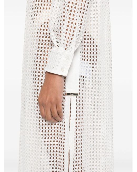 Herno White Lace Maxi Shirt Dress