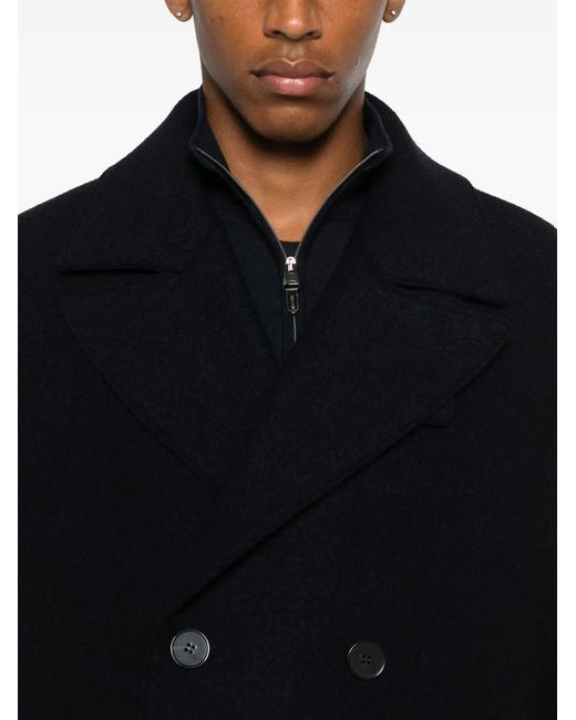 Harris Wharf London Black Double-Breasted Wool Coat for men
