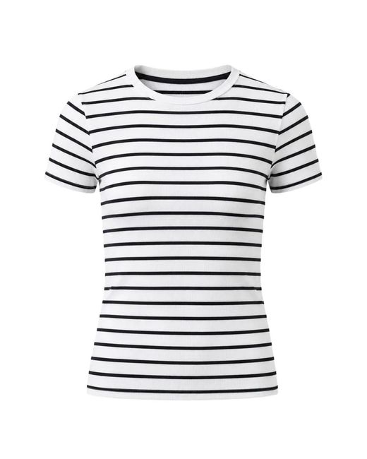 Patrick Assaraf White Striped-Pattern T-Shirt